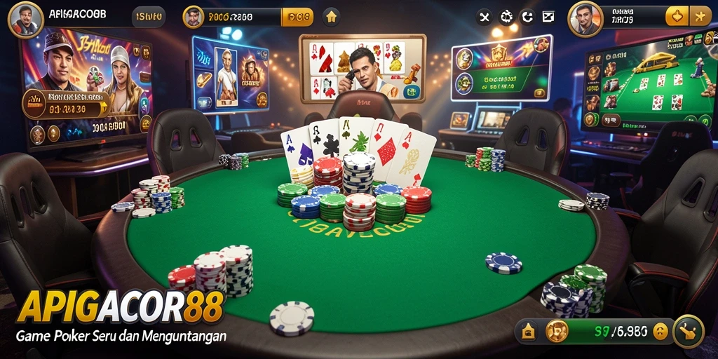 Tampilan menarik dari gameplay Poker di APIGACOR88.