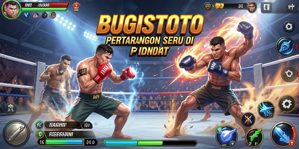Tampilan gameplay seru dalam pertarungan di BUGISTOTO.
