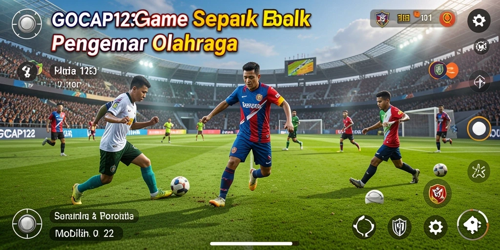 Tampilan gameplay seru dalam GOCAP123 dengan aksi sepak bola nyata.