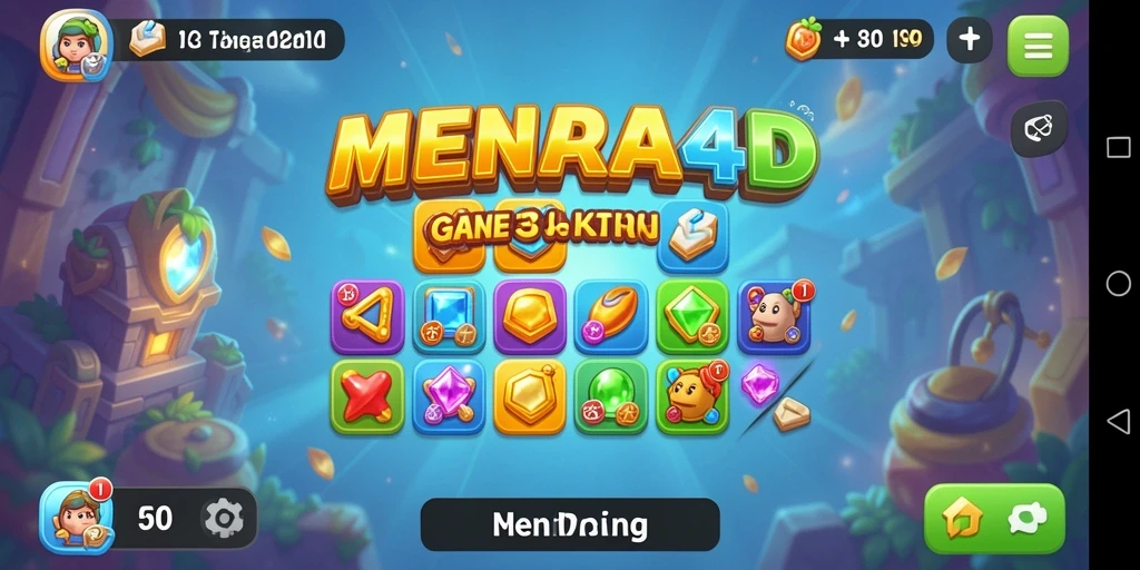 Tampilan gameplay seru MENARA4D dengan berbagai level Match-3.